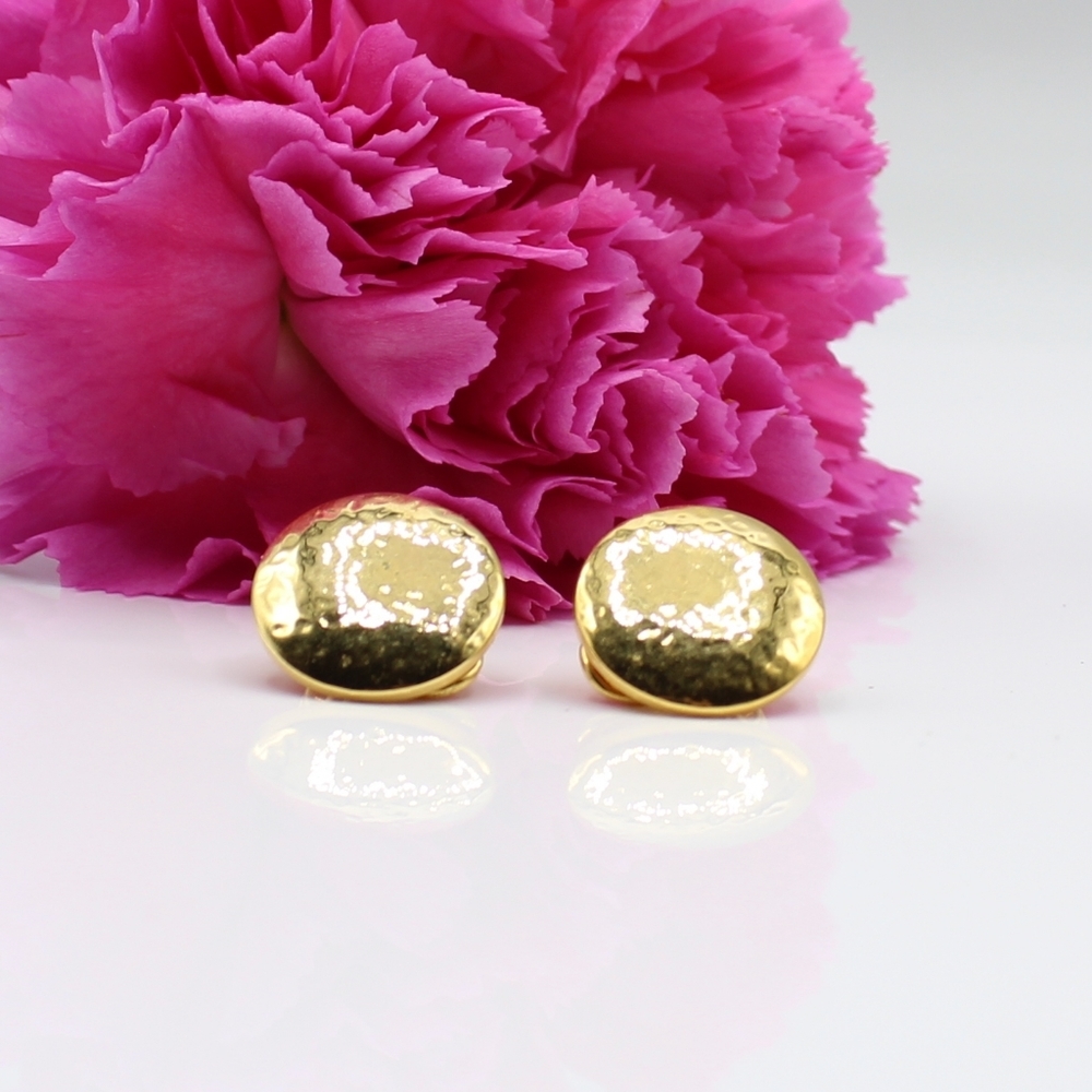 Vintage Monet textured button earrings - Picture 5 of 7